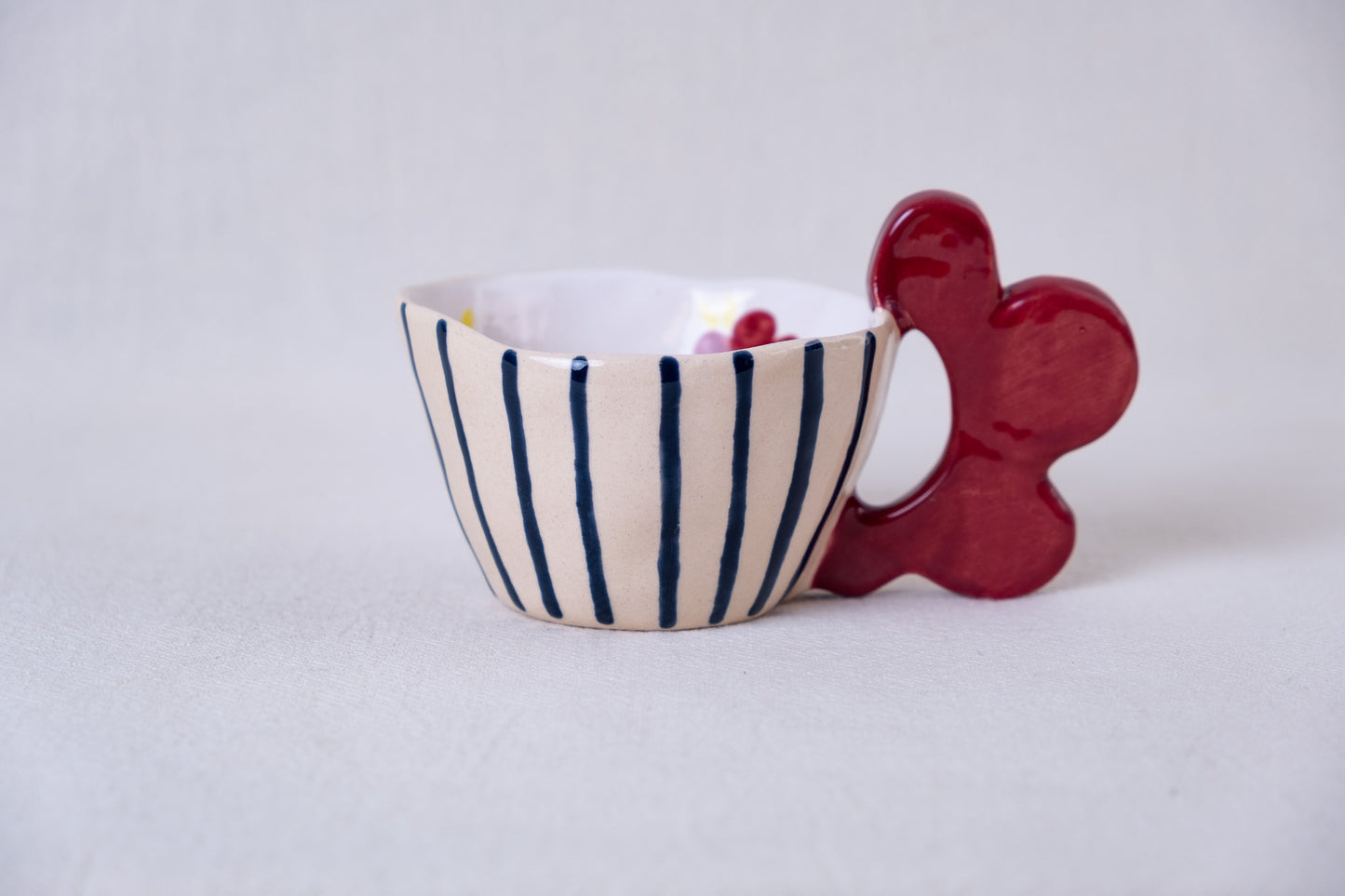 Spring mug with violet flowers