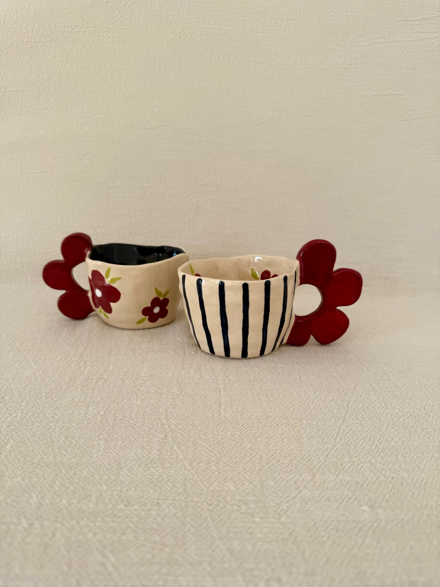 Between Stripes and Petals - Violet flower tea cup set