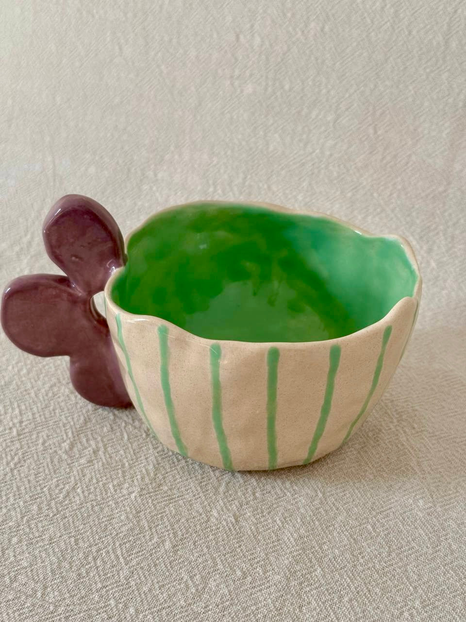 Violet flower and stripes mug