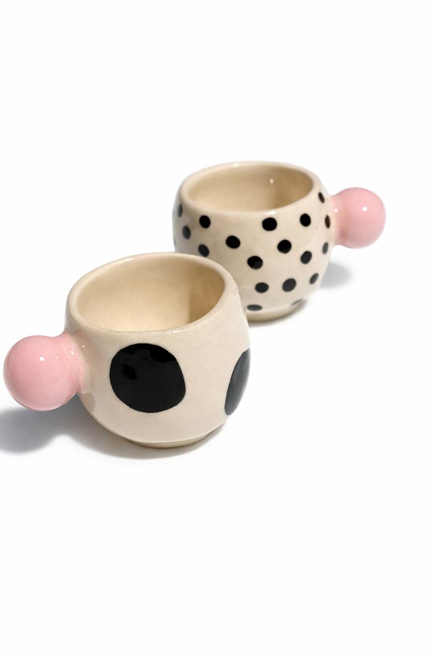 Conjunto de chávenas café pom-pom rosa