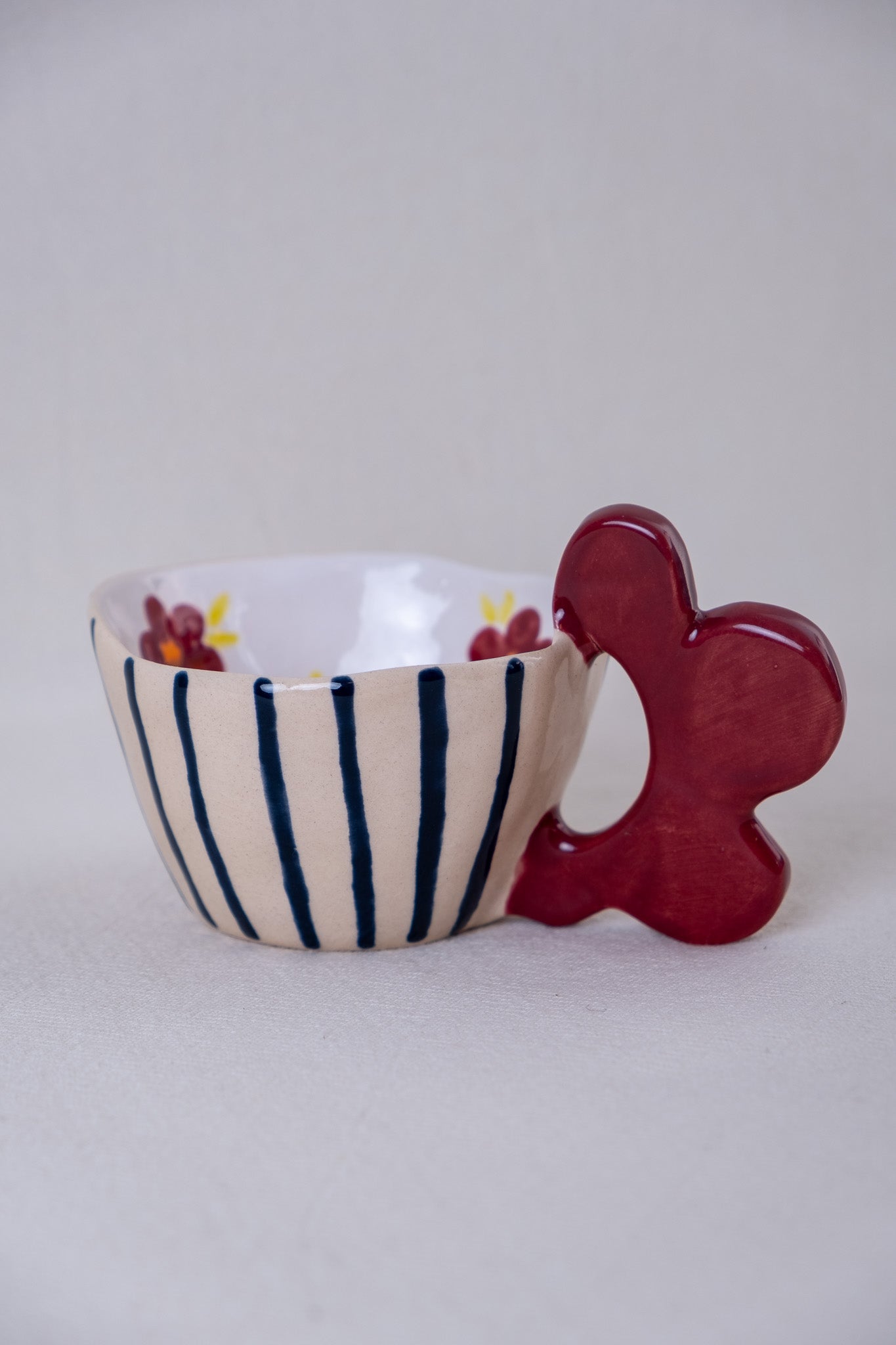 Spring mug with violet flowers