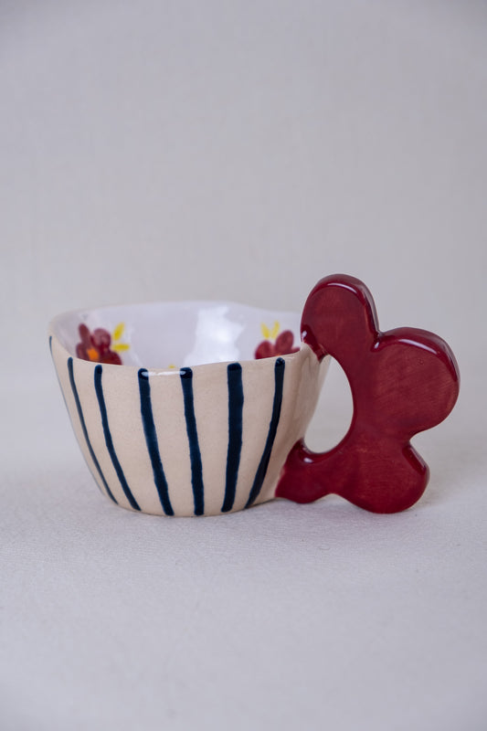 Spring mug with violet flowers