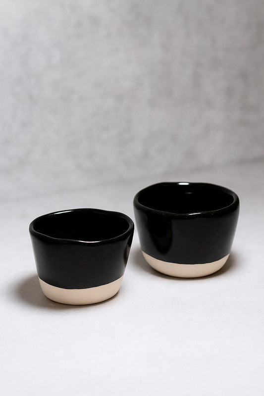 Glossy black espresso set