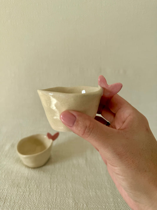 Little pink heart espresso coffee set