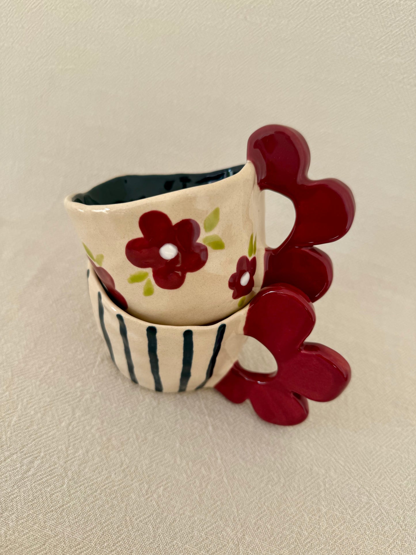 Between Stripes and Petals - Violet flower tea cup set