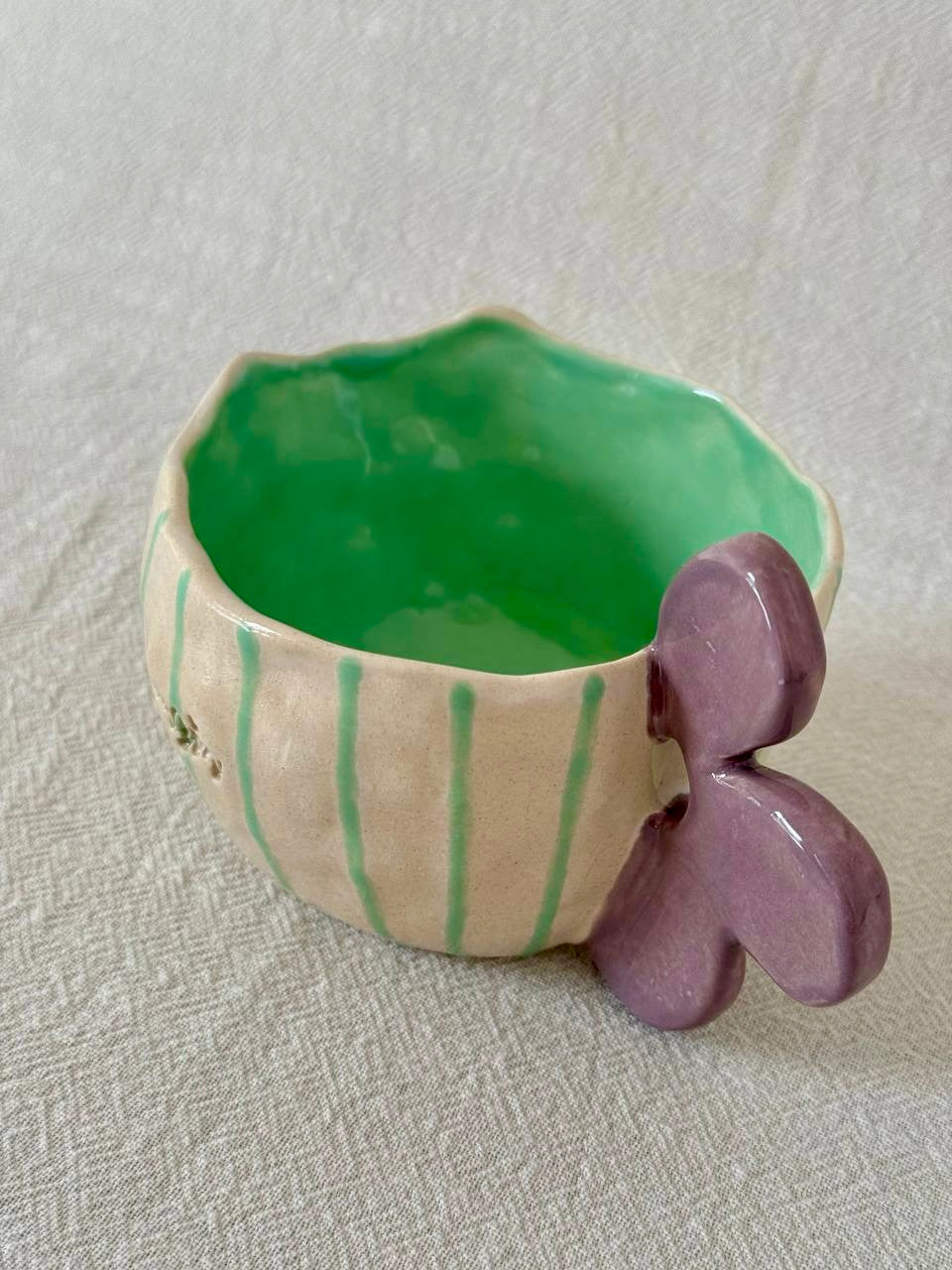 Violet flower and stripes mug