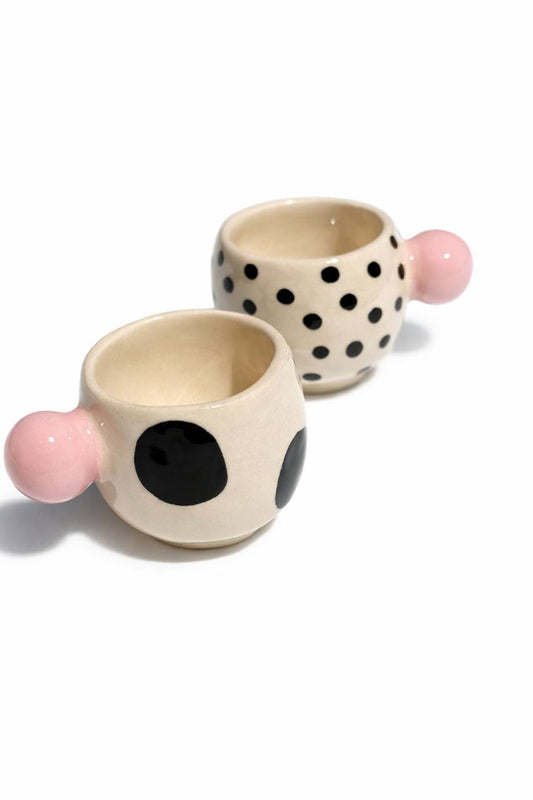Conjunto de chávenas café pom-pom rosa