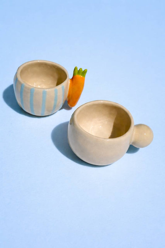 Conjunto de chávenas cenoura/pom-pom