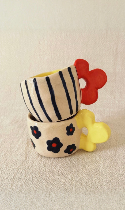 Marine flowers coffee mug set