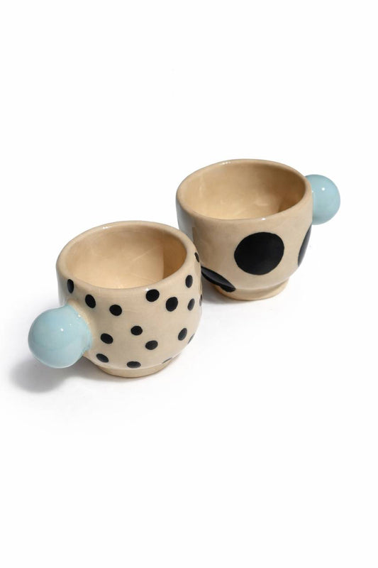 Conjunto de chávenas café pom-pom turquesa